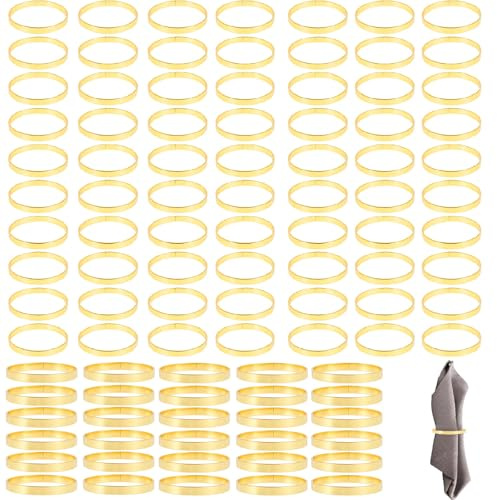 Guniata 100 Stück Serviettenringe Gold,Elegante Metall Serviettenring,Napkin Rings,Serviettenschnallen,Servietten Ringe für Weihnachten,Thanksgiving,Hochzeit,Bankett,Partys(A,100PCS)