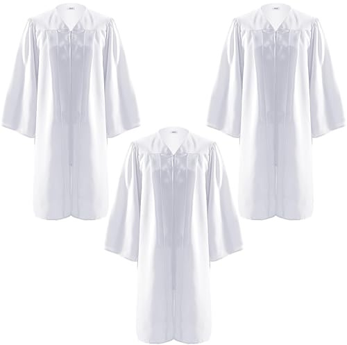 ASMIZ Lot de 3 Toge Diplôme Blanche – Robes de Chœur Adulte Unisexe avec Fermeture Éclair Cachée, Robe de Remise de Diplôme, Costume Église, Confirmation, Mariage, Cosplay