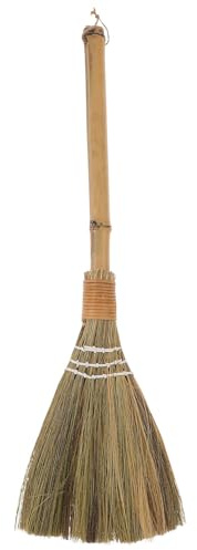 Veemoon Asian Straw Broom: Vietnamese Straw Broom - Handheld Grass Sweeper with Bamboo Handle - Whisk Brush for For Indoor Outdoor Cleaning