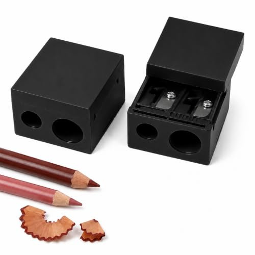 Pencil Sharpener, Fits Regular & Large Lip or Eye Pencils, Perfect Points, Built-in Cleaning Pick, Nude Colour
