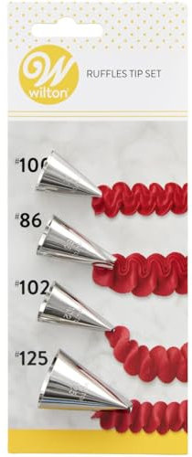 Wilton Beccucci in Acciaio Inox Set Large #10, #12, #21, #32, Beccucci Sac a Poche, Piping Tip Riutilizzabile per Decorare Torte, Cupcake, Biscotti, Pasticcini - Set/4