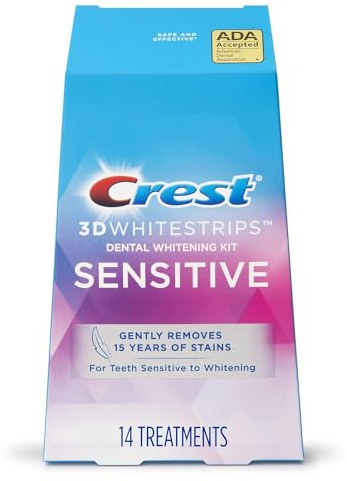 Crest 3D Whitestrips for Sensitive Teeth, Teeth Whitening Strip Kit, 28 Strips (14 Count Pack)