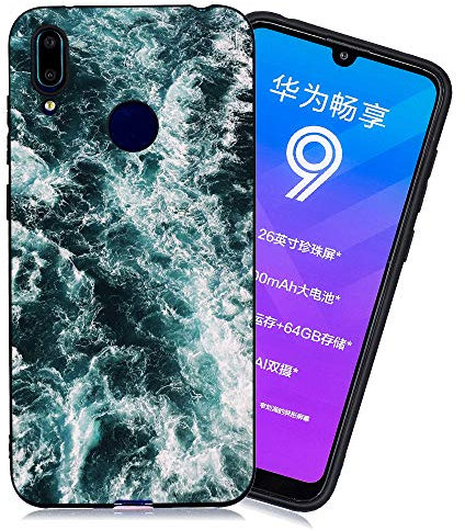 HopMore Compatible pour Coque Huawei Y7 2019 / Y7 Prime/Pro 2019 Silicone Noir Étui Motif Drôle Space Galaxia Etui Souple Antichoc Mince Case Housse Fine pour Femmes Fille Hommes - Motif F