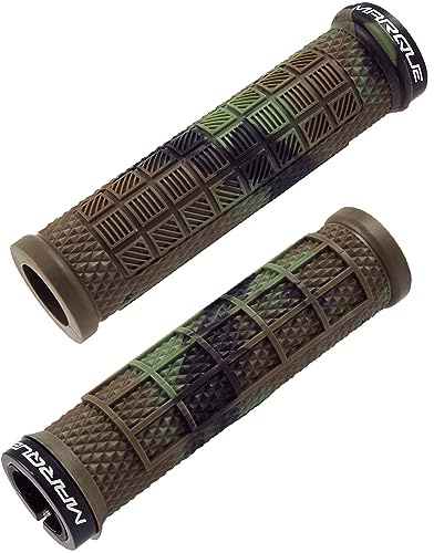 Marque Grapple Mountain Bike Handlebar Grips – Single Lock-On Ring MTB and BMX Bicycle Handle Bar with Non-Slip Grip (Jungle Camo)