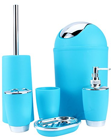 Ejoyous Set d'accessoires de Salle de Bain 6 pièces pour Salle de Bain avec Distributeur de Savon, Porte-Savon, Porte-Brosse à Dents, gobelet à Brosse à Dents et Brosse WC (Vert Menthe)