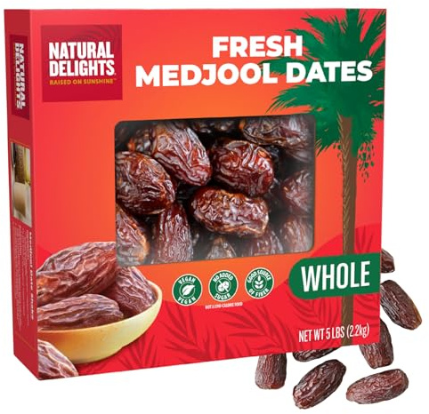 Natural Delights Medjool Dates, Whole, Non-GMO Verified - 5 Lb Box