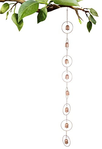 YOUGE Chaîne de pluie décorative, seau d'arrosoir/papillon/cœur/anneau/chaîne de pluie en forme de cloche pour gouttière, chaîne de pluie suspendue décoration de jardin de maison extérieure