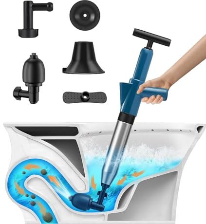 Sturalavandino, Kit di Scarico dell'Aria Ad Alta Pressione, Attrezzatura Manuale Potente della Draga Pneumatica, Sbloccaggio di Scarico per Lavello/Vasca da Bagno/Scarico a Pavimento/Tubo