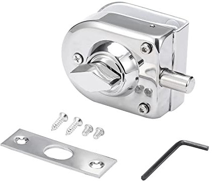 Cerradura de Piso para Puerta de Cristal–Acero Inoxidable 304,Sin Perforación,Acabado Cromado Pulido,Compatible con Vidrio de 10-12 mm,Seguridad para Puertas Correderas y Abatibles,Manija de Operación