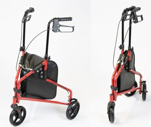 NRS 3 WHEEL STEEL ROLLATOR RED
