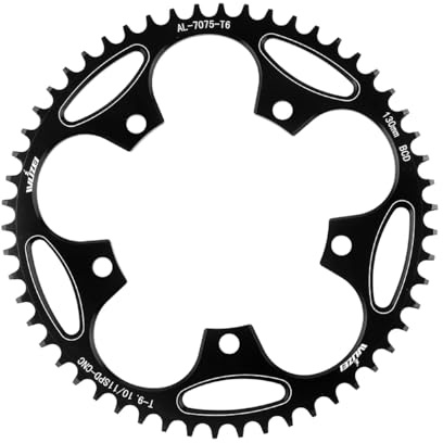 BIKECO Vélo Plateau étroit large 110/130BCD 5 vis Plateau de chaîne de vélo rond 36/38/40/42/44/46/48/50/52/54/56/58/60T Plateau de chaîne de vélo pour 9 10 11 vitesses vélo de course VTT (130BCD,50T)