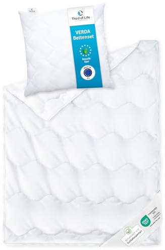 Third of Life Betten-Set – Ganzjahres-Bettdecke 135x200 + orthopädisches Kissen 80x80 Verda – 100% nachhaltig & thermoregulierend, Decke mit Kopfkissen für Allergiker, Bettdecken-Set 2-teilig