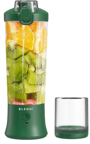 BLENDi X – stor 24 oz BPA-fri USB-uppladdningsbar personlig resemixer – för proteinshakes, smoothies, fryst frukt, cocktails och is – pulsläge, läckagesäkert lock och reseflaska (skogsgrön)
