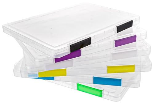 YOUNTHYE Boite Rangement Papier A4 Lot de 6 Range Document avec Fermoir Pochette Plastique A4 pour Bureau et École 31x23x2CM Rangement Documents