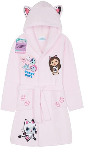 Get Trend Peignoir Polaire Fille et Ado, Robe de Chambre Enfant avec Capuche et Ceinture, Idée Cadeau