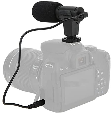 Small Condenser Microphone Mobile Phone Camera Mini Microphone with Hot Shoe Clamp and Phone Clip, 3.5mm Cable Microphone for Live Conference Video Vlog Broadcast