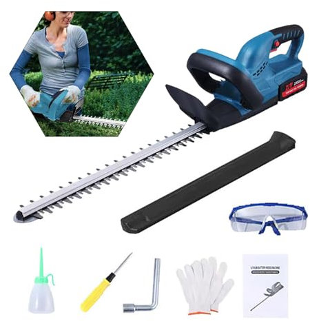 Cortadora de césped recargable, cortasetos manual 2 en 1, cortadora de setos eléctrica sin escobillas de 18 V, para jardines de pasto, sin batería