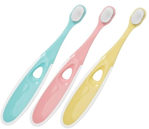 YOSADIER 3 piezas Cepillo de Dientes Infantil con Cerdas Suaves para Cuidado Bucal y Lengua Diseño Sencillo y Mango Fino para Bebés y Pequeños Color Aleatorio Color Aleatorio