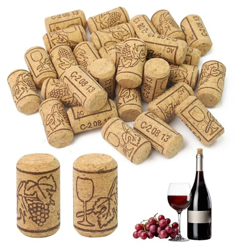 30 Pcs Natural Wine Corks 40×21mm Natural Corks for Craft with Patterns, Premium Straight Cork Stopper, Natural Cork for Wine Bottles, Beer Bottles, Glass Bottles