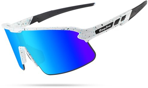 BangLong Sports Sunglasses for Men Women - UV Protection TR90 Frame Cycling Glasses for Running Driving Fishing Baseball Bike, Blue