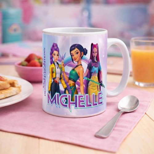 D&Vlab Tazza Mug Bambina Bimba in Ceramica Per Colazione con Stampa Personalizzata CON Nome KPOP DEMON HNTERS Made in Italy