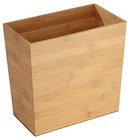 iDesign Rectangular Bamboo Waste Basket, The Formbu Collection – 10.5 x 5.75 x 10”, Natural Wood Finish
