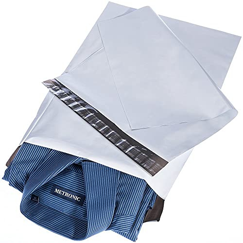 Metronic White Poly Mailers 14.5x19 100 Pack, Large Shipping bags Self-Seal Shipping Envelopes , Packaging Envelope for Small Business, Boutique, Clothing