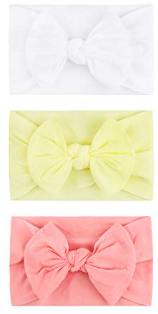 Hocaies Fasce Bambina Neonata Elastica Fascia Neonato fasce per bambini fiocchi Fasce Capelli Bambina Fascia Bambina Accessori Fasce (3 Pezzi - H)