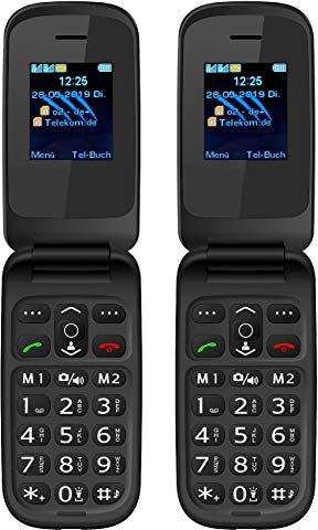 simvalley MOBILE Klapphandy: 2er-Set Notruf-Klapphandys XL-949 mit Garantruf Easy, Dual-SIM (Garantruf-Handy, Kinder-Handy, Ladestation)