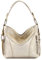 modamoda de T202 Damen Leder Henkeltasche Schultertasche handmade in Italy, Farbe:Lightgold Metallic