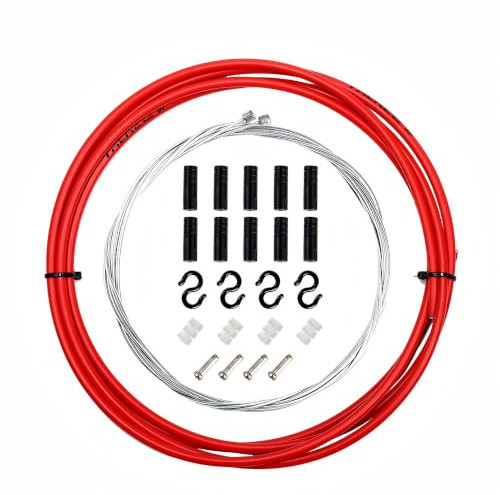 Kit de cables de desviador de bicicleta, juego de carcasa de cable de cambio de bicicleta para bicicleta de carretera MTB, kit de reemplazo de cable de desviador (rojo)
