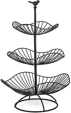 easyBee 3 Stöckig Metall Obstkorb, Gemüse Etagere, Servierkorb Obstschale für Mehr Platz auf der Arbeitsplatte - Hält Obst & Gemüse Frisch, Obstständer Größe: 31cm 25cm 20cm