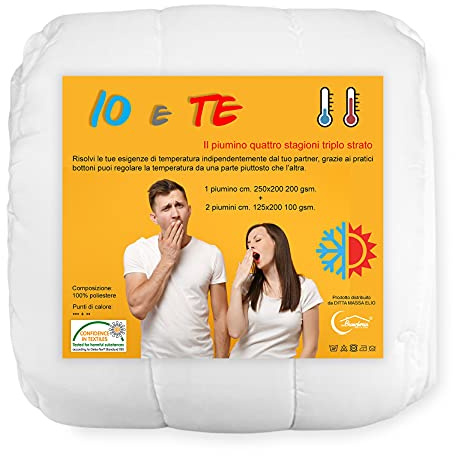 Piumino in Morbida Microfibra 4 Stagioni IO e Te © Ideale per Lui e LEI Triplo Strato Matrimoniale Due PIAZZE cm. 250x200