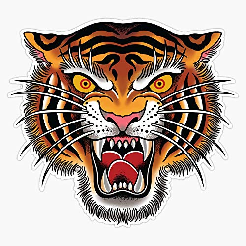 Tiger Head Traditional Tattoo Art Illustration Waterproof Vinyl Window Bumper Sticker Decal 5