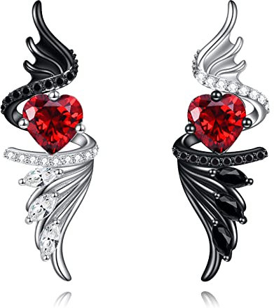 Engel Teufel Ohrringe Sterling Silber Dämon Engelsflügel Schwarz und Weiß Tropfen Ohrringe Geburtstag Schmuck Geschenke für Frauen