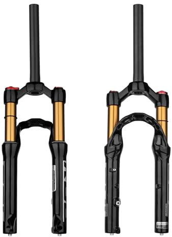 BOLANY 20/24inch Bike Suspension Air Fork 28.6mm(1-1/8inch)*220mm Thread-Less Straight Steerer 9mm Disc Brake Version MTB Front Fork 100/135mm Travel