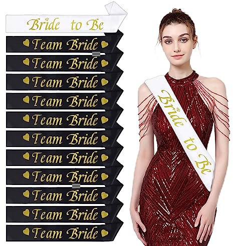 MIVAIUN 12 Pièces EVJF Accessoire, écharpes décoratives, Enterrement de Vie de Jeune Fille Accessoire, Bride to Be Team Bride, Enterrement de Vie de Jeune Fille Echarpe déguisement (Noir)