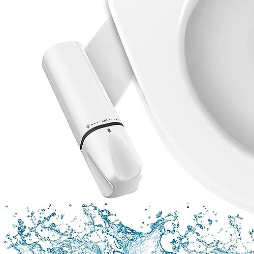 kieyeeno Bidet Aufsatz, 3/8 Bidet Einsatz für Toilette(Front- und Heckwäsche), Ultra-Slim Nicht Elektrisch Bidet Toilettenaufsatz mit Selbstreinigende Doppeldüsen Posterior & Feminine Wash