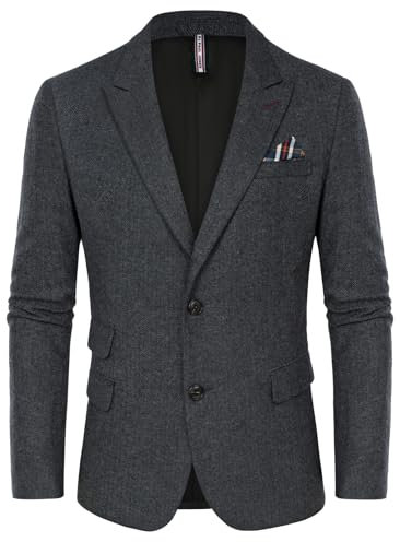PJ PAUL JONES Herren Sakko Elegante Business Sakko 2 Knöpfe Regular Fit Freizeit Jackett (Dunkelgrau, XL)