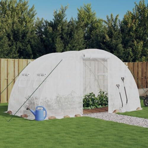 Serre de Jardin Tunnel, Serre Châssis de Jardin Serre avec Cadre en Acier Blanc 8 m² 4x2x2 m