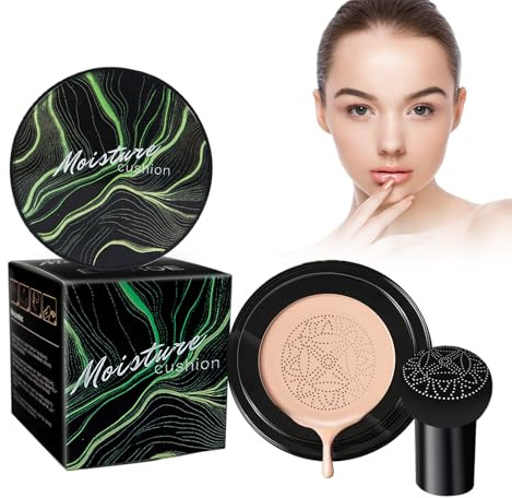 Grower Cc Cream, Mushroom Head Cc Cream, Air Cushion Bb Cream, naturlig ljusare concealer, Cc-Luftkissen, med svampsminksvamp, lätt att applicera, rund (naturlig, S)