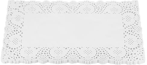 sourcing map Lot de 100 napperons rectangulaires jetables en papier dentelle blanche de 19,1 x 30,5 cm pour mariage, anniversaire, gâteaux, desserts, vaisselle alimentaire