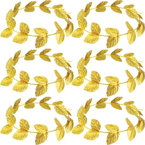 Cindeer 6 Pièces Bandeau de Toge d'Halloween Couronne Romaine ou Grecque, Bandeau de Couronne en Feuille d'Or ou de Laurier, Costume de Toge pour Hommes et Femmes, Coiffe et Accessoires de Décoration