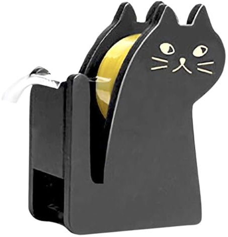 Dérouleur de ruban adhésif mignon en forme de chat - Dérouleur de ruban adhésif en bois en forme de chat de dessin animé | Mail Products Coupe-ruban adhésif, portable pour salon, salle de classe,