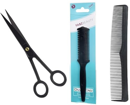 Hair Thinning Comb Double Sided Trimmer Styling Razor and 6 Inch Professional Hairdressing Barber Scissors With Style Comb