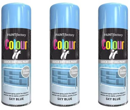 PNJB All Purpose Aerosol Blue Gloss Spray Paint, Interior &Exterior use, Quick Drying, Paint for Metal, Plastic, and Wood, Easy Application, 400ml (3PCS)