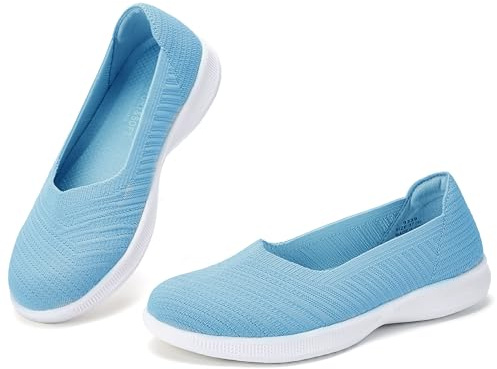 konhill Zapatos Planos Mocasines Mujer Cómodos Casuales Slip on Loafers Zapatos de Punto Vestidos Zapatos Ligeros para Caminar