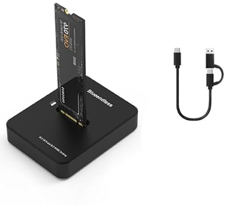 Estación de acoplamiento para discos duros, M.2 Dual Protocolo NVME y SATA Docking Station, USB 3.1 Gen2 Conector para M-Key/B+M Key, SSD SSD Externa de Estado Sólido Caja de Disco Duro Móvil Socket