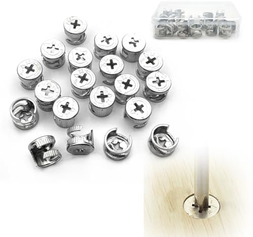20Pcs Furniture Cam Lock Fasteners Whit Transparent Box Lock Fasteners for Cabinets Drawers Furniture Connector