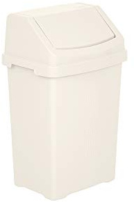 Small 8 Litre Kitchen Bin with Swing Lid – Compact Plastic Flip Top Rubbish Waste Bin for Home, Office, Bathroom or Under Counter – Strong & Durable Mini Trash Bin for Everyday Use (Soft Cream)